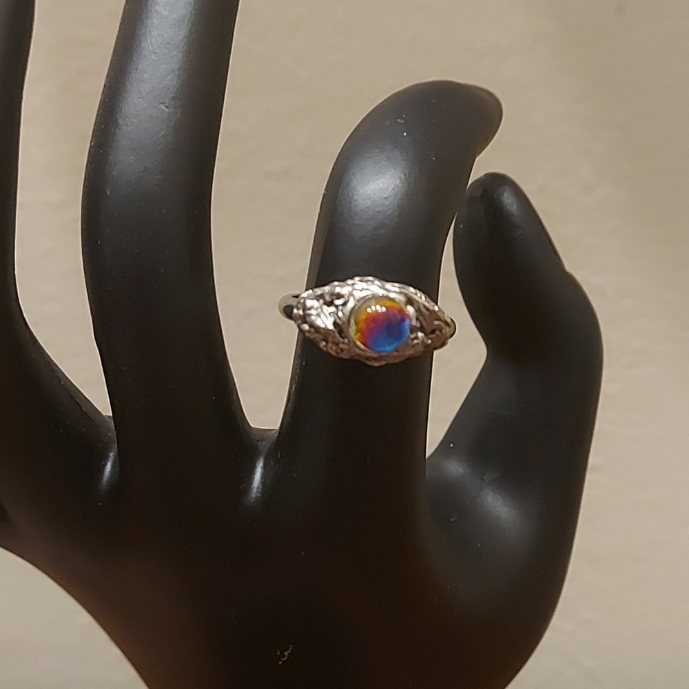 Vintage Silver Toned Moon Ring